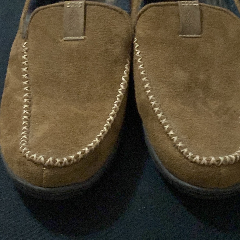 LEVI STRAUSS‎  MENS SIZE 11/12 FAUX TAN SUEDE FLANNEL LINED SLIPPERS CLEAN - Picture 4 of 11